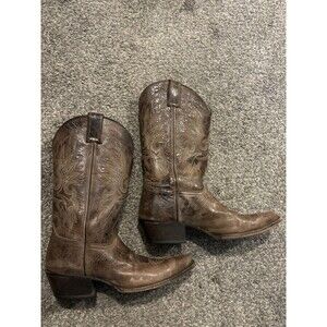 Double H Women’s Cowgirl Boots Distressed Taupe Leather Snip Toe Size 9 M DH5223